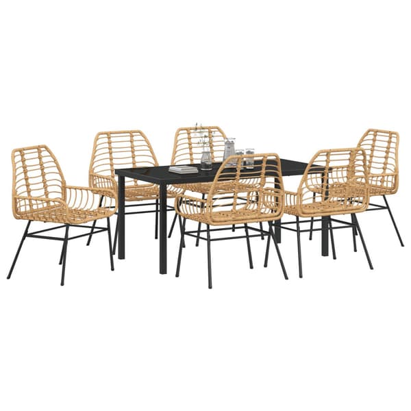 Trädgårdsmöbelset 7 pcs Brun konstrotting