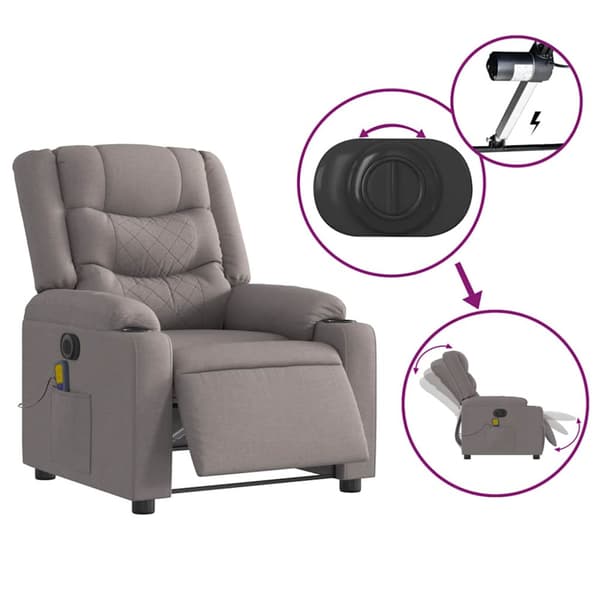 Elektrisk massagefåtölj taupe tyg