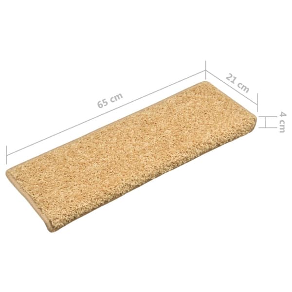 Trappmattor 15 st 65x21x4 cm beige rektangulär kant