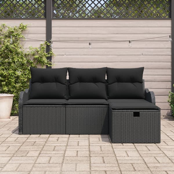 Trädgårdsoffset 4 st Poly rattan
