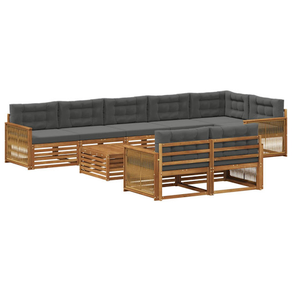 Utomhussoffset med kudde 9 pcs