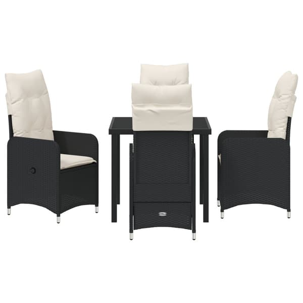 Trädgårdsmöbelset 5 pcs Svart konstrotting