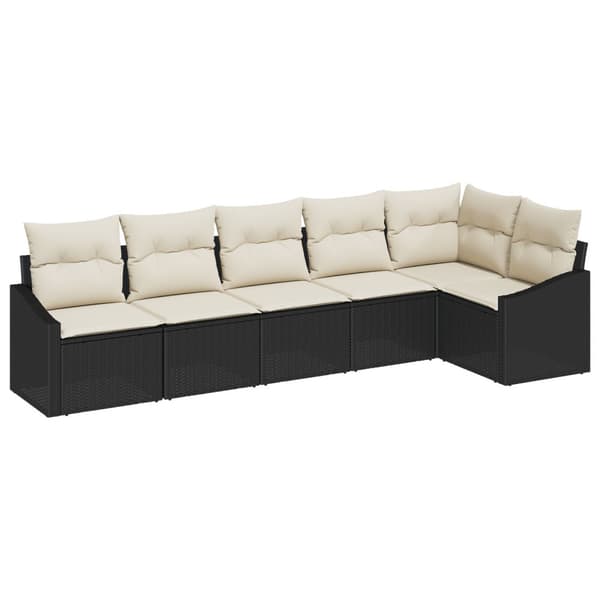 Soffset med kudde 6 pcs Svart konstrotting