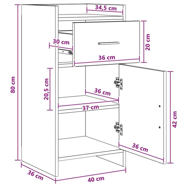 Sideboard Vit 40 x 36 x 80 cm Konstruerat trä