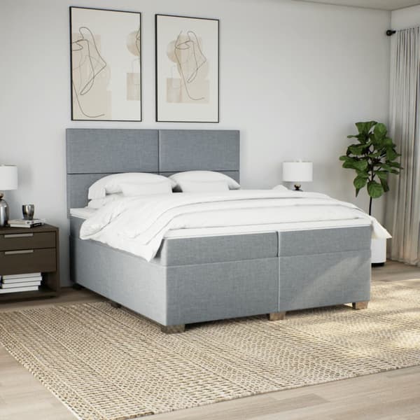 Ramsäng med madrass ljusgrå 200x200 cm tyg