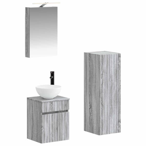 Badrumsmöbelset 4 pcs Grå Sonoma Konstruerat trä och glas