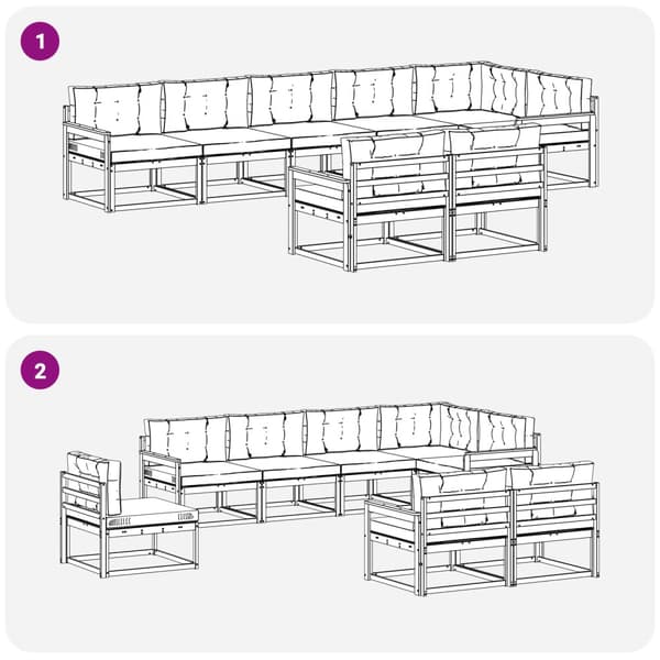 Utomhussoffset med kudde 6 pcs Vit och antracit Polyester