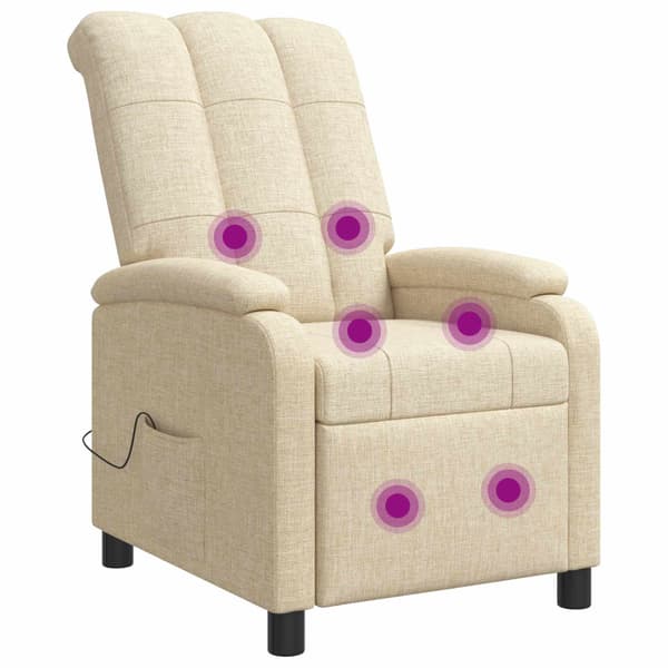Massagefåtölj Gräddvit Tyg