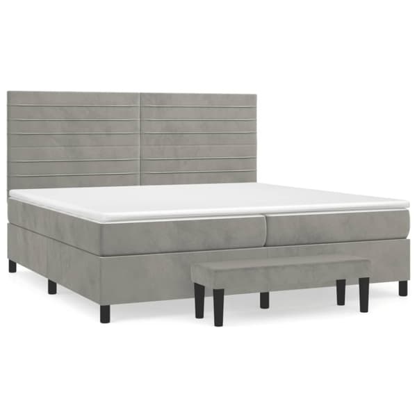 Ramsäng med madrass ljusgrå 200x200 cm sammet