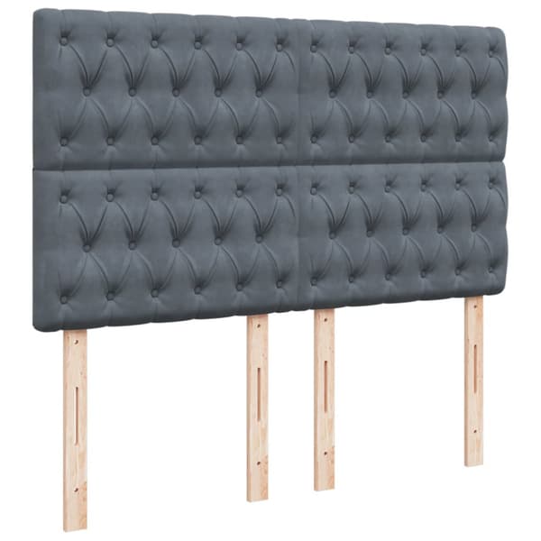 Ramsäng med madrass mörkgrå 140x190 cm sammet