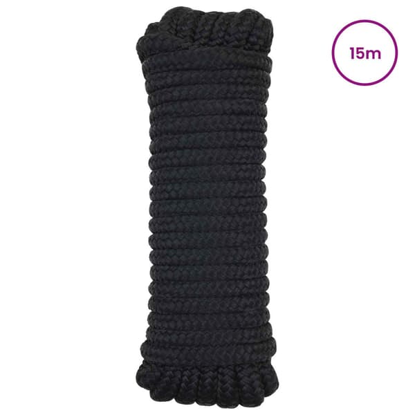 Båtsnöre 15 m 1 Svart Polyester