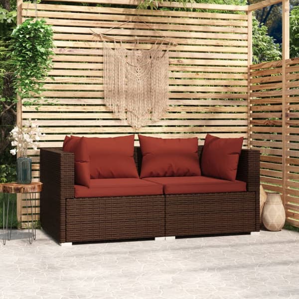 Soffa 2-sits med dynor konstrotting brun