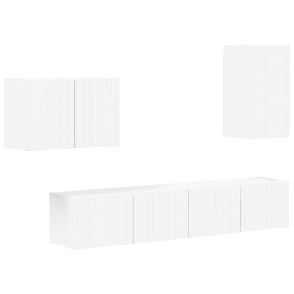 TV väggskåp set Väggmonterad 4 pcs Vit Konstruerat trä