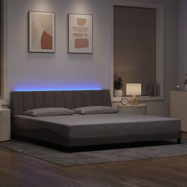 Bed Frame without Mattress "Hanko" Taupe 200x200cm Fabric