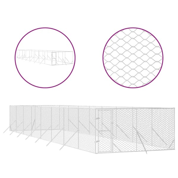 Hundgård för utomhusbruk silver 4x16x2 m galvaniserat stål