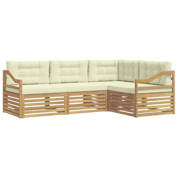 Utomhussoffset 4 pcs Vit och grädde 245,5 x 166,5 x 73 cm
