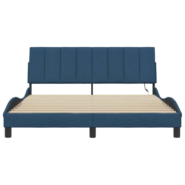 Bed Frame without Mattress "Hanko" Blue 160x200cm Fabric
