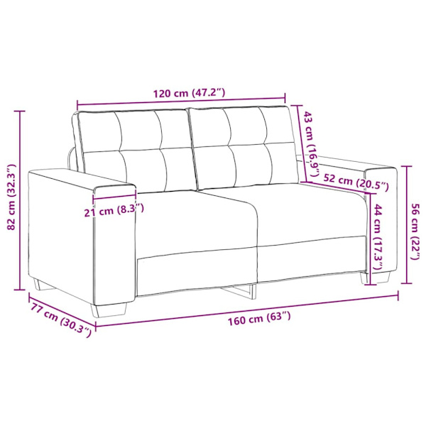 Tvåsitssoffa Brun 160 cm Sammet