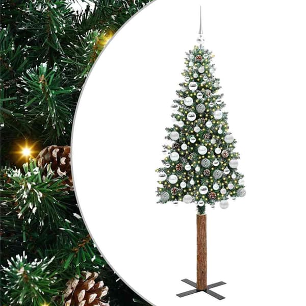 Smal julgran Grön 180 cm PVC och solid furu