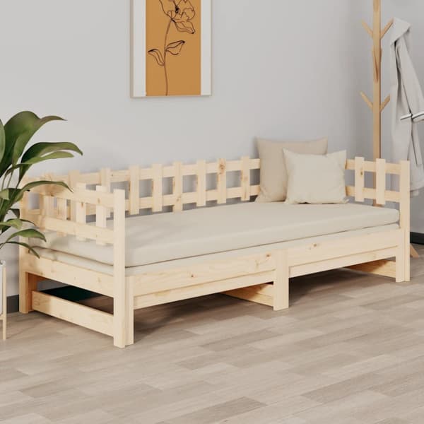 Utdragbar dagbädd 2x(80x200) cm massiv furu