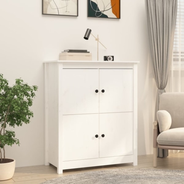 Skänk vit 83x41,5x100 cm massiv furu