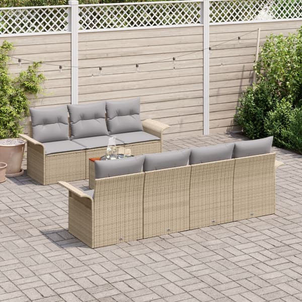 Trädgårdsoffset med kudde 8 pcs Beige konstrotting