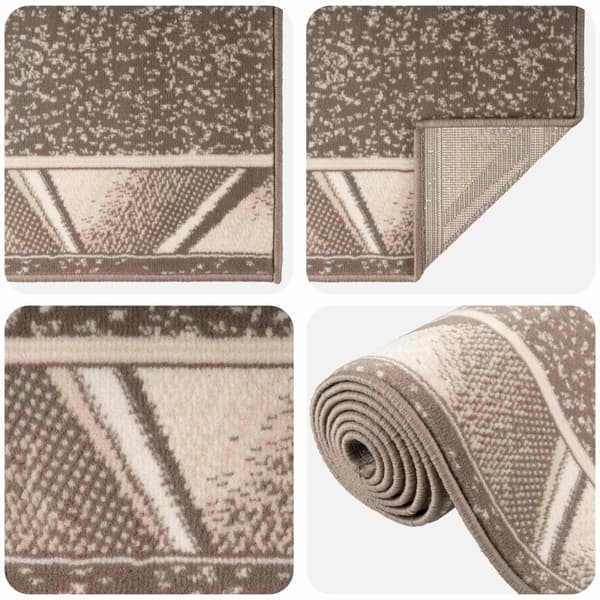 Runner-matta FLORNES Vävd Taupe Zigzag 100 x 400 cm PP 7 mm