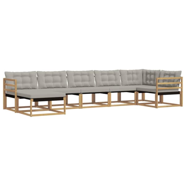 Utomhussoffset 7 pcs Vit och ljusgrå 404 x 166,5 x 73 cm