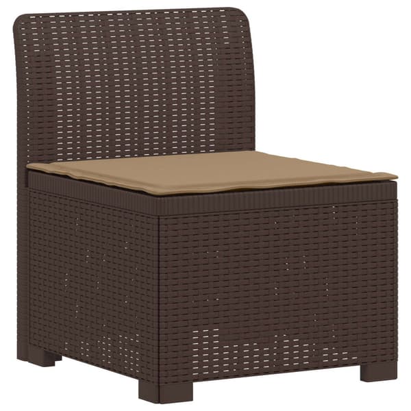 3-sits trädgårdsoffa med kuddar Rattan-look PP Brun