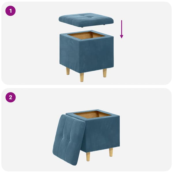 Ottoman med förvaring Blå 40 x 40 x 45 cm Sammet