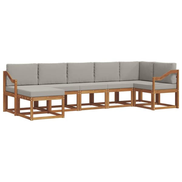 Utomhussoffset med kudde 7 pcs Naturlig och Ljus Grå