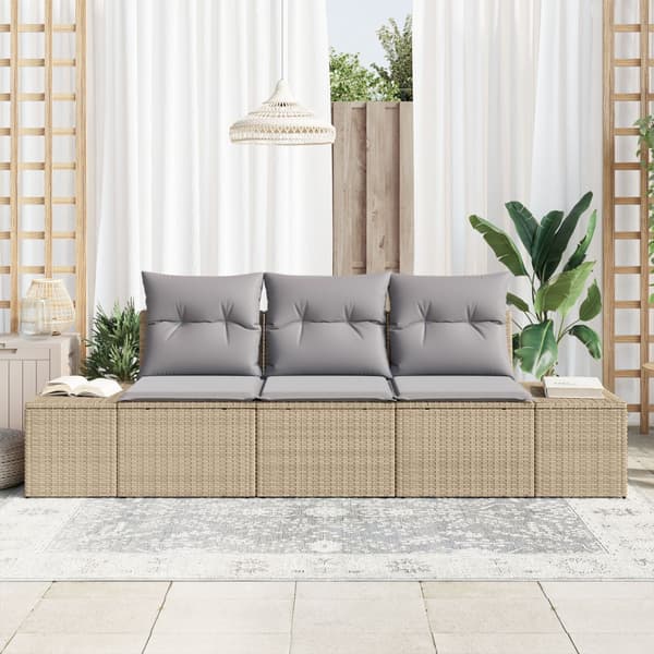 Soffset med kudde 3 pcs Beige konstrotting
