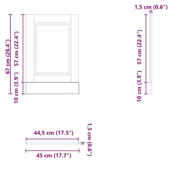 Diskmaskinspanel Porto högglans vit 45x1,5x57cm konstruerat trä