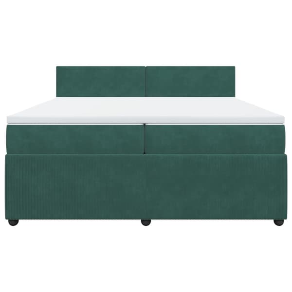 Ramsäng med madrass mörkgrön 200x200 cm sammet