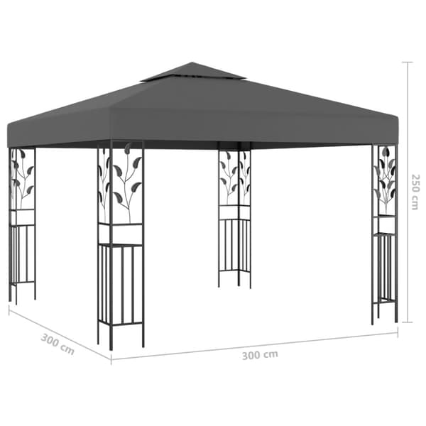 Paviljong med ljusslinga LED 3x3 m antracit