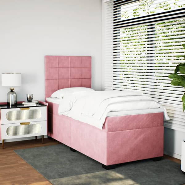 Ramsäng med madrass rosa 80x200 cm sammet