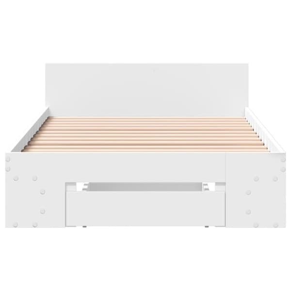 Sängram med låda vit 100x200 cm konstruerat trä