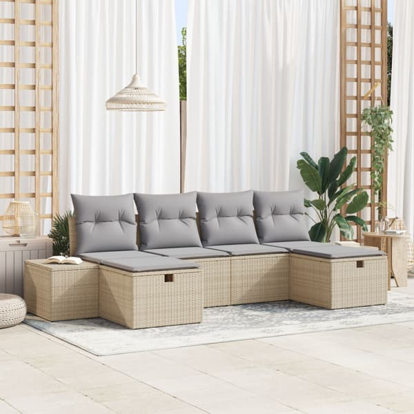 Trädgårdsoffset 6 st Beige konstrotting