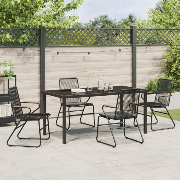 Trädgårdsmöbelset 5 pcs Svart Pulverlackerat stål