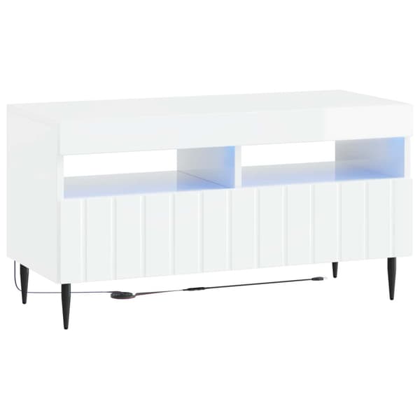 LED TV-skåp Vit högglans Konstruerat trä