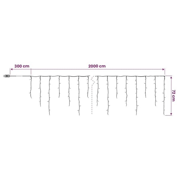 Ljusgardin 798 LED-lampor Varmvit 2000 x 72 cm