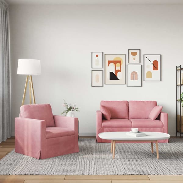 Soffset 2 st Rosa Sammet