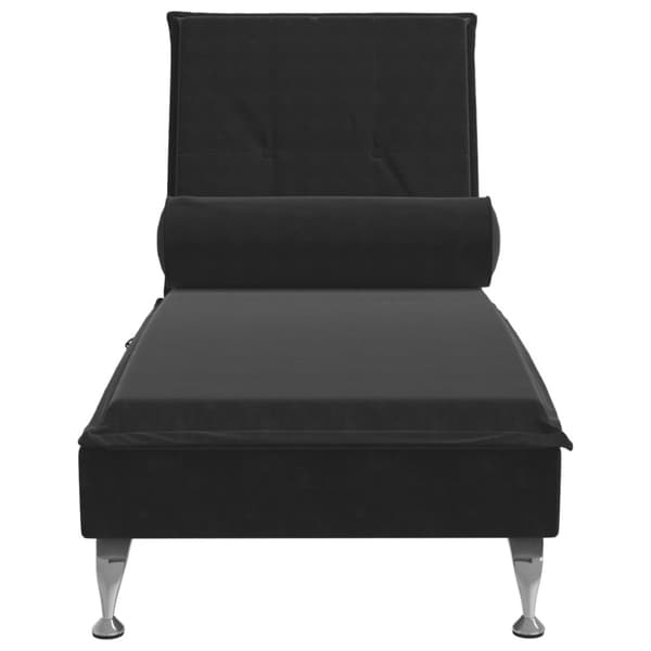Massageschäslong med bolster svart sammet