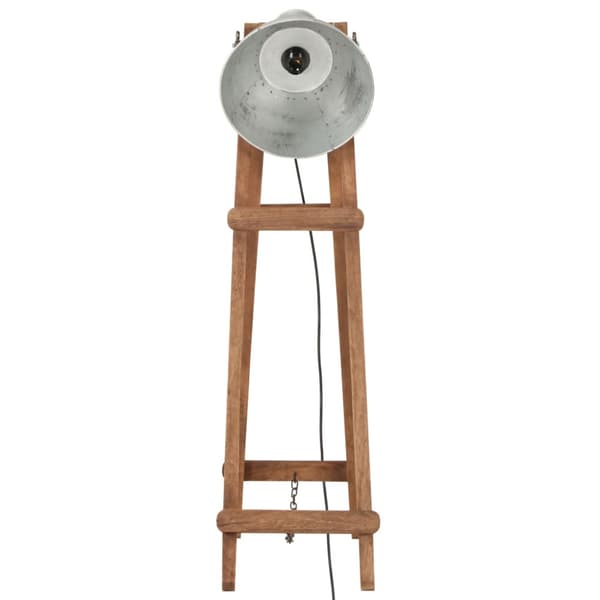 Golvlampa silver E27 massivt mangoträ