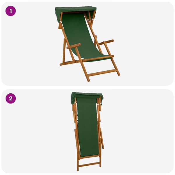 Deck Chair 3 Position Massiv Eukalyptus Trä Grön