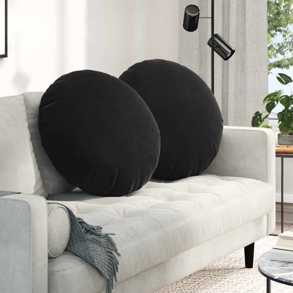 Sittkuddar 2 pcs Svart Ø 80 x 29 cm Sammet