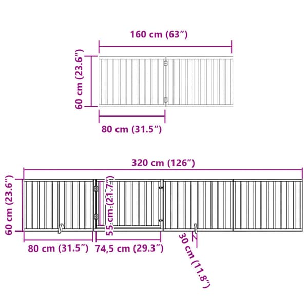 Hundgrind med dörr vikbar 12 paneler vit 960 cm poppel