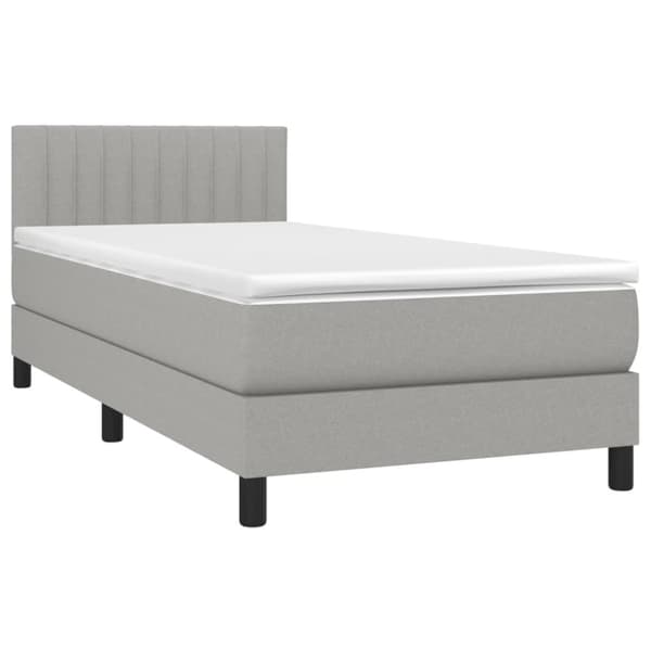 Ramsäng med madrass & LED ljusgrå 100x200 cm tyg