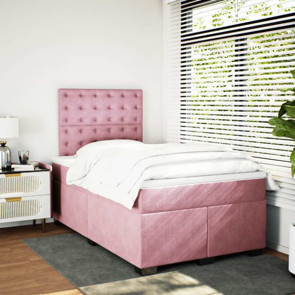 Ramsäng med madrass rosa 120x200 cm sammet