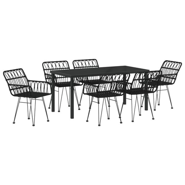 Trädgårdsmöbelset 7 pcs Svart Pulverlackerat stål